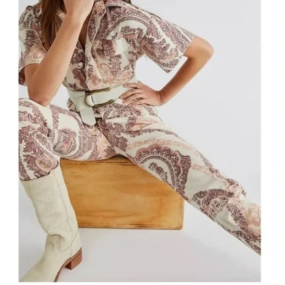 ❤️Free People Marci Printed Coverall Jumpsuit